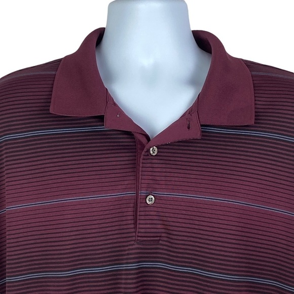 Roundtree & Yorke Tall Performance Golf Burgundy Striped Polo Shirt Men's 2XT - Picture 3 of 7